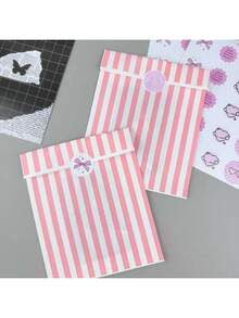 10/50 piezas Bolsas de regalo de 4.7x6.7 pulgadas, incluyendo bolsas para envolver regalos, bolsas de papel pequeñas para accesorios, bolsas de papel con patrón a rayas, bolsas de regalo de caramelo reforzadas, bolsas de papel decorativas DIY, adecuadas para Navidad, Día de San Valentín, bodas, cumpleaños, bolsas de regalo para fiestas, bolsas para envolver regalos. - Multicolor - Ver 5