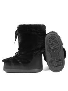 Women's Faux Fur Boots  Fuzzy Fluffy Furry Snow Boots Round Toe With Lace-Up Design Cute Warm Suitable For Christmas Halloween And Winter - màu đen - Xem 6