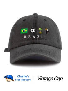 1pc Brazil Printed Washed Baseball Cap, Classic & Fashionable, Soft Sweatband, Adjustable Size, Lightweight Sun Protection, Versatile Classic Style, Suitable For Outdoor Sports, Football Matches, Daily Wear, Parties & Vacations, Perfect Gift For Friends And Family
