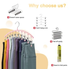 1/2/3件装不锈钢裤架，节省空间的衣柜收纳方案，配有10个夹子，经久耐用，时尚设计，适用于瑜伽裤和打底裤 - 衣柜整理架，裤袜架，服装店的理想之选，也适合家庭和服装店在婚礼、生日等场合使用。 - 彩色 - 查看 4