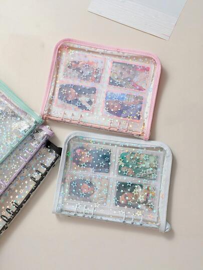 A5 Sticker Collection Organizer Binder Kit Large Capacity PU Leather Clear Sticker Storage Book Album With Zipper Closure Double-Sided Collecting For Journal Scrapbook Planner