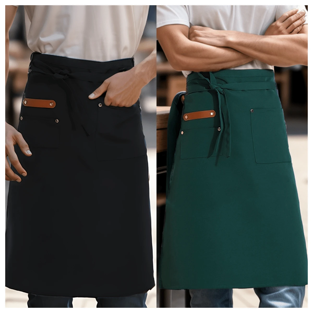 1pc Durable Canvas Chef Apron For Men - Waterproof, Extended Waist Strap And Reinforced Seams, Ideal For Kitchen And Restaurant Service