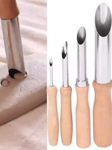 4pcs Ceramic And Pottery Carving Tool Set, Metal Engraving And Sculpting Tools For Clay Modeling, Piercing And Sculpture Work, Stainless Steel Craft Accessories