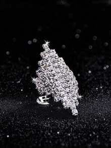 5pcs Women's Fashion Versatile Minimalist Clutch Bag, Evening Bag, Dress Party Bag, Rhinestone Necklace, Earrings, Bracelet, Ring 5-Piece Set - Silver - View 5