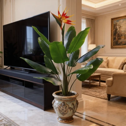 1 pieza Árbol de palma del paraíso artificial realista de 90 cm, planta potted falsa y realista para decoración interior y exterior del hogar, gran árbol de palma falso para habitación, sala de estar, baño, cocina, comedor, jardín, boda