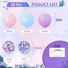 51 Bóng bay tiệc nàng tiên cá 10/12 inch Bóng bay cao su màu tím hồng xanh lam Bóng bay Heli kim tuyến cho bé gái Trẻ em theo chủ đề nàng tiên cá Tiệc sinh nhật Đám cưới Tiệc mừng em bé - Nhiều màu - Xem 2