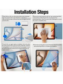 Yezodawee 2024新款纸质触感屏幕保护膜，适用于iPad Mini 7/4/5/6、iPad 10/11、iPad Pro 11/13，是馈赠亲友的理想之选，哑光质感，防眩光，防水，防震，防刮擦，防指纹，全覆盖。 - 2個 - 查看 2