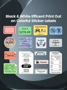 1pc Portable Mini Thermal Label Printer, Household Bluetooth Handheld Receipt Barcode Printer, Compatible With 12-57mm/0.47-2.24in Thermal Labels, Ink-Free Printing, Create Labels Anytime, Thoughtful Gift For Family And Friends On Christmas, Birthday, New Year - Multicolor - View 7