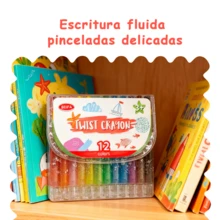 Juego de 12 lápices de colores giratorios, con colores vivos y diseño giratorio para un uso sencillo sin necesidad de afilar. Ideal para proyectos de dibujo y manualidades infantiles. El estuche portátil y la fórmula de cera suave proporcionan una experiencia creativa divertida y cómoda. - 12 colores - Ver 4