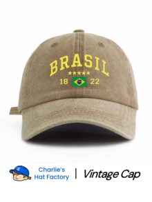 1 pieza Gorra de béisbol estampada con lavado de Brasil 1822, clásica y de moda, con sudadera suave, ajustable, ligera y protectora del sol, estilo de gorra clásica versátil, adecuada para deportes al aire libre, partidos de fútbol, uso diario, fiestas y vacaciones, regalo perfecto para amigos y familiares - 1822 - Ver 25