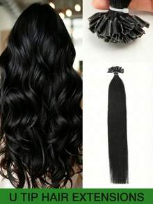 直发U型接发，真人发，角蛋白美甲接发，冷融合接发片，真人发，Remy品质，角蛋白热融合，直发，自然柔顺，黑色、棕色、金色挑染，12-22英寸，每包28-30克，适合所有种族女性，百搭发型 | 自然外观 | 挑染发丝 - 彩色 - 查看 40