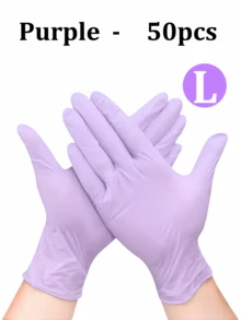 100/50/4pcs Disposable Purple Nitrile Gloves, Powder-Free, Latex-Free, Waterproof, Suitable For Household Cleaning, Hairdressing, Beauty Salon, Etc. Waterproof, Anti-Static, Latex-Free, Open-Finger Design (Bagged To Prevent Damage) - Purple - View 14