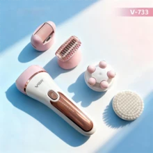 VGR IPX7 Waterproof 6in1 Grooming Kit Lady Shaver Epilator Rechargeable Foot Callus Remover V-733-Pink Without Box - Pink - View 2