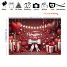 1pc Valentines Day Background Cloth Banner - Hot Valentine's Day, Including Bow, Red Heart, Candle And Gift Design, Suitable For Valentine's Day Decoration, Multifunctional Photography Background, Anniversary, Theme Party, Sweet Celebration, Indoor And Outdoor Decoration, Garden, Courtyard, Wall, Terrace Decoration