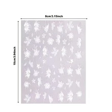 4 Blatt weiße Blumen Nail Art Aufkleber, minimalistisches Pflanzen-Design selbstklebende Nail Sticker, Hochzeits-Design Nail Art Aufkleber