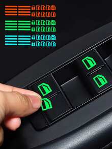 夜光汽车车窗/车门开关贴纸 - 3色自粘荧光贴纸，适用于锁/控制按钮 - 夜间可见性配件，适用于大众、奥迪、日产、欧宝、标致、雷诺、雪佛兰等车型 - 彩色 - 查看 5
