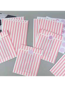 10/50 piezas Bolsas de regalo de 4.7x6.7 pulgadas, incluyendo bolsas para envolver regalos, bolsas de papel pequeñas para accesorios, bolsas de papel con patrón a rayas, bolsas de regalo de caramelo reforzadas, bolsas de papel decorativas DIY, adecuadas para Navidad, Día de San Valentín, bodas, cumpleaños, bolsas de regalo para fiestas, bolsas para envolver regalos. - Multicolor - Ver 2