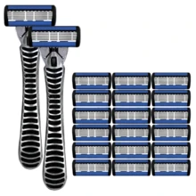 男士手动剃须刀，配备6层不锈钢剃须刀片和可更换刀头 - 彩色 - 查看 20