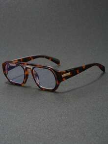 1 pieza Gafas con montura de piloto unisex, gafas, gafas con lentes planos, accesorios Y2K, de vuelta a la escuela, regalo para mujeres, esencial para vacaciones, adecuado para la escuela, ir y venir, vida diaria, juegos móviles, para todas las estaciones - transparente - Ver 7