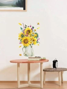 Brodark Söt solrosglasmugg, blommig toalettväggklistermärke, badrumsdekor väggklistermärke