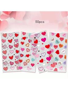 50pcs Valentine's Day Gift Bags Self-Adhesive Holiday Decoration Bags, Durable Glossy Finish Suitable For Valentine's Day, Wedding, Party Gifts And Gift Packaging, Holiday Gift Wrapping - Multicolor - View 6