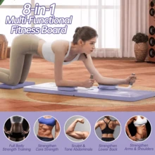 PORIYA 8-In-1 Ab Roller Board Multifunctional Core Slider W/ Auto-Rebound & Push-Up Grips Foldable Pilates Workout Machine For Home Gym Max 300lbs - 黑色 - 查看 4