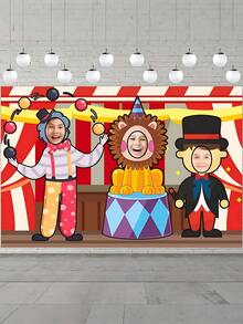 Phông nền chụp ảnh nhóm xiếc - Đạo cụ chụp ảnh cho các bữa tiệc giả vờ, Đồ trang trí theo chủ đề chú hề sư tử, Quà tặng và đồ trang trí tiệc sinh nhật xiếc lễ hội, Đồ trang trí sinh nhật, Đồ trang trí lễ hội. - Nhiều màu - Xem 5