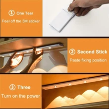 1pc/2pcs Smart LED Motion Sensor Light, USB Rechargeable PIR Wall Lamp, Ultra-Thin Cat Eye Hill Lamp Strip, 3 Lighting Modes Adjustable, Suitable For Kitchen, Wardrobe, Wine Cabinet, Shoe Cabinet, Bedroom Lighting - Black - View 7