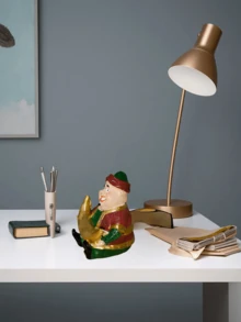 1pc Eid Crescent Moon & Star Figurine, Living Room/Study Desk Decor, Valentine's Gift, Bedroom Desk Cute Decoration, Office Desk Accessory, ABS Resin Statuette, Home Decor, Gift, Ramadan - Multicolor - View 5