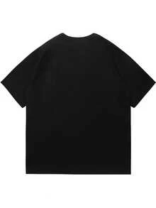 Men's T-Shirt, Classic Graphic T-Shirt, Soft And Comfortable T-Shirts For Men, Script Logo, 180g, 100% Cotton - 黑色 - 查看 2