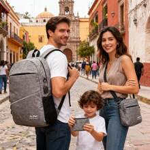 Colección de 3 piezas Mochila reflectante para portátil que brilla en la oscuridad,Conjunto de bolsos neutros y casuales para portátil Conjunto de mochilas unisex - Colección de tres piezas Diseño minimalista y elegante para uso en el tiempo libre Bolso para portátil con puerto USB Mochila reflectante para portátil que brilla en la oscuridad - Gris - Ver 1