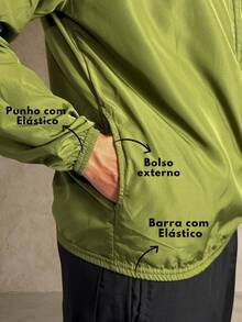 Men's Windbreaker Jacket, Waterproof, Plain, Thermal, Cold Weather, Super Lightweight, High Neck, Basic, Running, Cycling, Hiking, Motorcycling, Black, Blue, Green, White, Gray, Autumn/Winter, Loose Fit, Zipper - 橄欖綠 - 查看 2