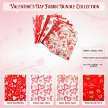 Tkanina z wzorem serca na Walentynki, czerwony nadruk serca, zestaw do szycia, wstępnie wycięte skrawki materiału do patchworku DIY, rękodzieło na Walentynki DIY - Wielokolorowe - Zobacz 10