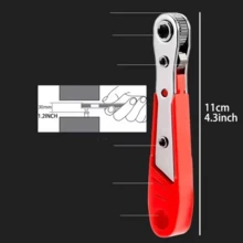Red Ratchet Screwdriver, Narrow Ratchet Handle Fits Tight Spaces - Bi-Directional Adjustment, Angled Design + Screwdriver Bit, Non-Slip Handle, Suitable For All Seasons, Great Gift. Round Screwdriver Head Fits 80+ Scenarios, Metal & Plastic Material, Manual Operation, No Assembly Required - Multicolor - View 4