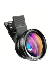 二合一通用0.45倍超广角/微距镜头，适用于智能手机，随机款式 - 黑色 - 查看 1