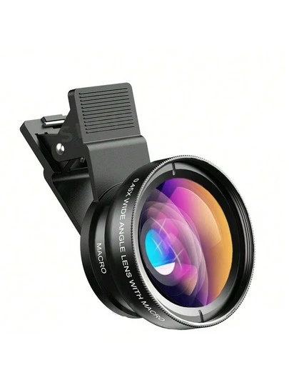 2-In-1 Universal 0.45X Super Wide Angle & Macro Lens For Smartphone, Random Style