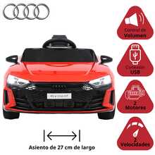 Joykoo Montable Eléctrico para Niños con Control Remoto Audi e-tron GT Luces Música Batería 12v Apto a partir de 3 años - Rojo - Ver 3