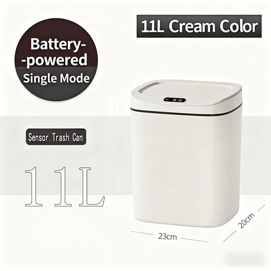 11L/15L Automatic Sensor Trash Can – Battery Operated (2 Batteries), Touchless Waterproof Bin With Lid,11L/15L Smart Sensor Trash Can – 2-Battery Powered, Touchless Waterproof Kitchen Bathroom Bin,11L/15L Battery Operated Sensor Trash Can, 2-Battery Sensor Bin, Touchless Battery Powered Trash Can, Waterproof Automatic Trash Can, Cordless Sensor Trash Can, Home Battery Operated Bin, Kitchen Bathroom Sensor Trash Can, Dual Capacity Battery Bin, 2pcs Battery Trash Can, Touchless Waterproof Bin, Odor-Sealing Battery Trash Can, Compact Sensor Bin, Family Size Automatic Trash Can, Cordless Home Wastebasket, Battery Powered Hygiene Bin, Replaceable Battery Trash Can, Multi-Room Sensor Trash Can, Easy-Install Battery Bin, No-Charge Sensor Trash Can, Durable Battery Operated Wastebasket - 白色11L - 查看 1