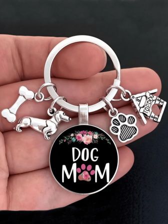 1pc Women's New Dog Mom Keychain, Cute Animal Cartoon Dog Bone Dog House Accessory, Gift For Animal Lovers, Pendant