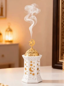 1件/套创意星月造型香炉，中东节日风格，优雅树脂香座，阻燃香盒，家居装饰，房间装饰，瑜伽室，露营，花园，露台，经典烛光晚餐照明，装饰品 - 彩色 - 查看 2