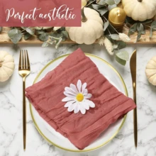 6/12/24 chiếc Khăn ăn gạc nhăn, Khăn ăn trang trí 19,7 X 19,7 inch cho đám cưới, lễ kỷ niệm, tiệc mừng em bé chào đời, trang trí nhà hàng (Đỏ hồng) - hồng - Xem 10