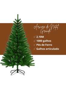 Árvore de Natal Verde 2,10m com 1000 Galhos Natalina Grande Decoração Elegante Luxuosa Casa Decorada - Arvores de Natal - Visão 5