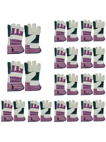 PAKNADA Cowhide Green Work Gloves 12Pairs Double Palm Durable Safety Comfortable Industrial Warehouse Outdoor And Home Improvement Task - one-size - View 11