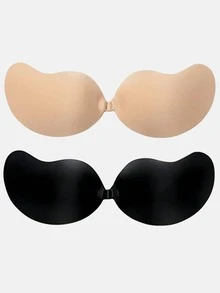 2/1 Pair Cleavage-Enhancing Sticky Bra: Silicone Backless Adhesive Bra, Self-Adhesive Strapless Mango-Shaped Bra, Invisible Bra, Suitable For Dresses And Wedding Gowns - Multicolor - View 24