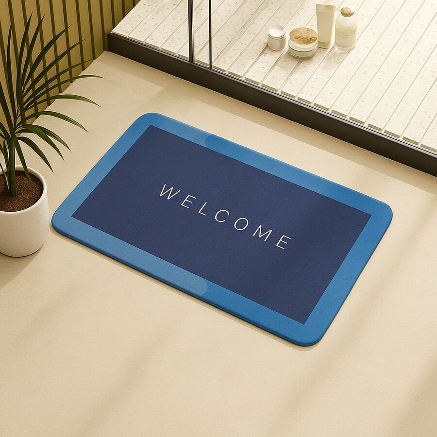 Non-Slip Bathroom Mat, Super Absorbent, Magic Mat, Quick Drying, Balcony, Entryway, Kitchen, Habitat - Bienvenidos 12 - Ver 1