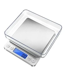 Mini báscula digital de bolsillo pesa hasta 3000 g - Plateado - Ver 3