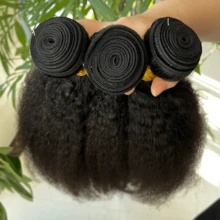 BINF 12A Brazilian Yaki Kinky Straight Virgin Hair Bundles Unprocessed Natural Color Soft Full Long Lasting 12 Months Wear Premium Christmas New Year Gift For Women Holiday Party Family Reunion 1/3/4 PCS - Natural Black - 查看 6