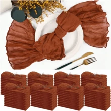 6/12/24pcs Textured Gauze Napkins, 19.7 X 19.7 Inches Decorative Napkins, Suitable For Wedding, Celebrations, Baby Shower, Restaurant Decorations (Maple Red) - Maple Leaf Red - View 8