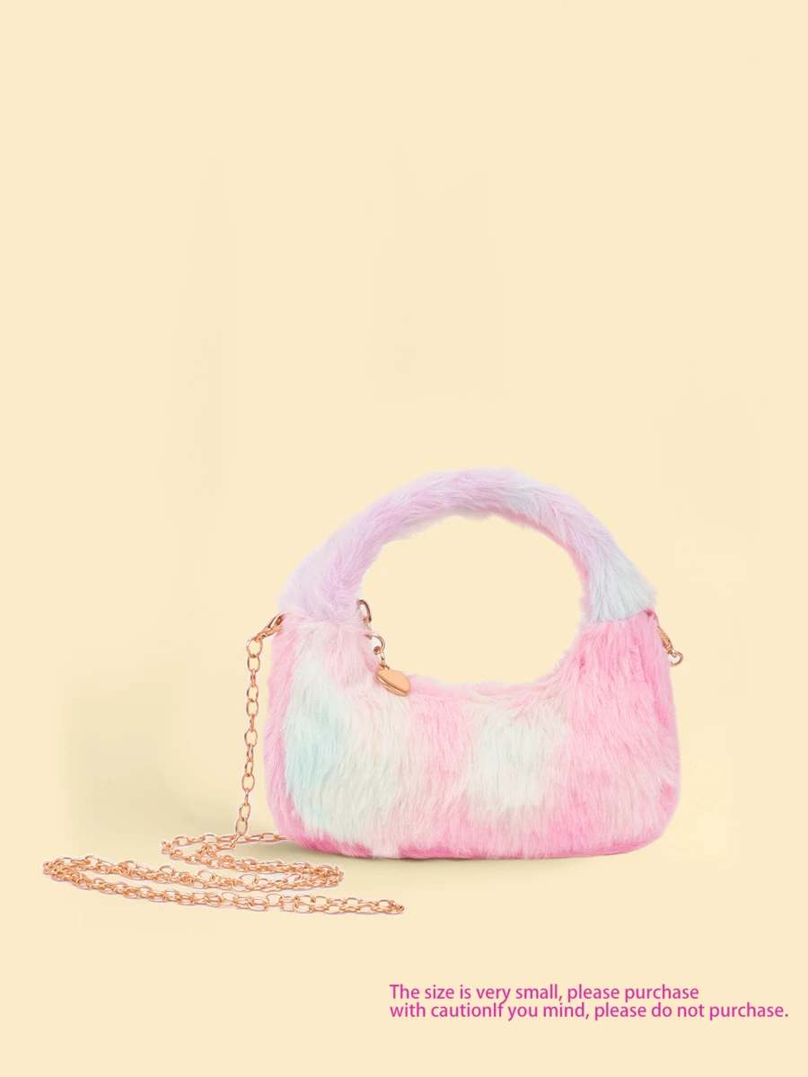 1pc Cute Plush Dumpling Handbag, Fluffy Rainbow Plush Shoulder Bag, Autumn/Winter - Handbag - View 1