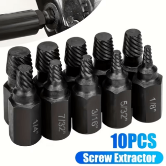 10pcs/Set Alloy Steel Damaged Nut Extractor, Easy To Remove Damaged Bolts And Screws, Industrial Grade Thread Drill Bits, No Electricity Or Battery Required Tool Kit